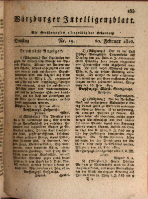 Würzburger Intelligenzblatt Dienstag 20. Februar 1810