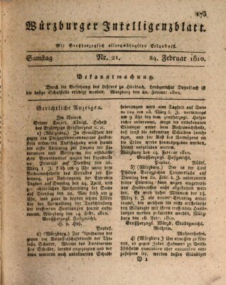 Würzburger Intelligenzblatt Samstag 24. Februar 1810