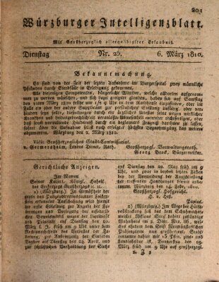 Würzburger Intelligenzblatt Dienstag 6. März 1810