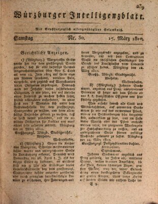 Würzburger Intelligenzblatt Samstag 17. März 1810