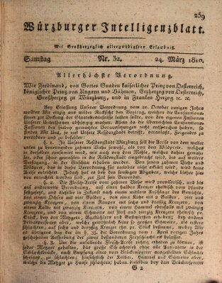 Würzburger Intelligenzblatt Samstag 24. März 1810