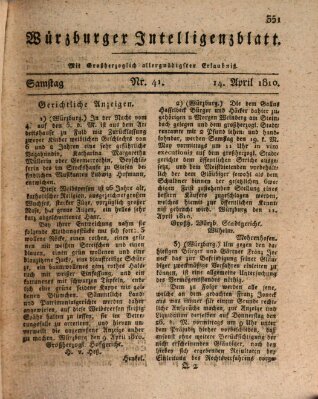 Würzburger Intelligenzblatt Samstag 14. April 1810