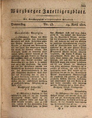 Würzburger Intelligenzblatt Donnerstag 19. April 1810