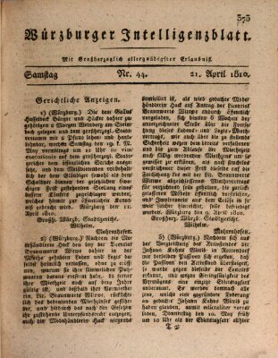 Würzburger Intelligenzblatt Samstag 21. April 1810