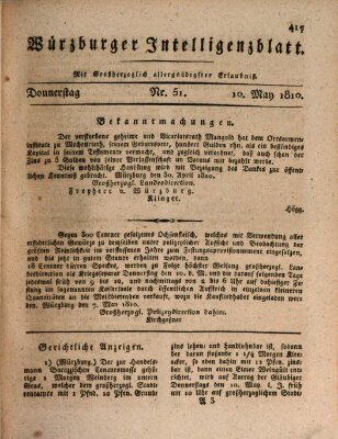 Würzburger Intelligenzblatt Donnerstag 10. Mai 1810