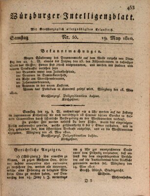 Würzburger Intelligenzblatt Samstag 19. Mai 1810