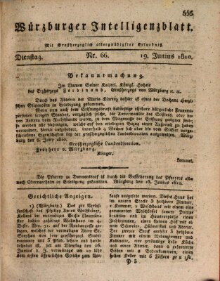 Würzburger Intelligenzblatt Dienstag 19. Juni 1810