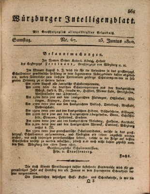 Würzburger Intelligenzblatt Samstag 23. Juni 1810