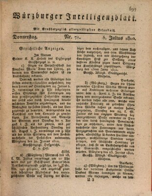 Würzburger Intelligenzblatt Donnerstag 5. Juli 1810