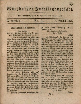 Würzburger Intelligenzblatt Donnerstag 2. August 1810