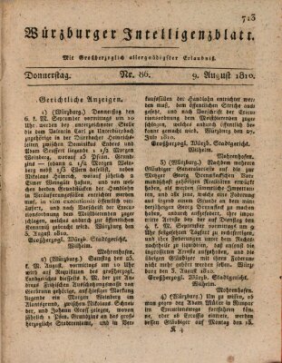 Würzburger Intelligenzblatt Donnerstag 9. August 1810