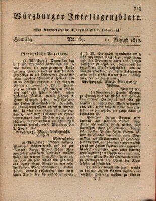 Würzburger Intelligenzblatt Samstag 11. August 1810