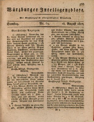 Würzburger Intelligenzblatt Samstag 18. August 1810