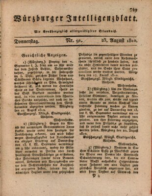 Würzburger Intelligenzblatt Donnerstag 23. August 1810