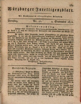 Würzburger Intelligenzblatt Dienstag 4. September 1810