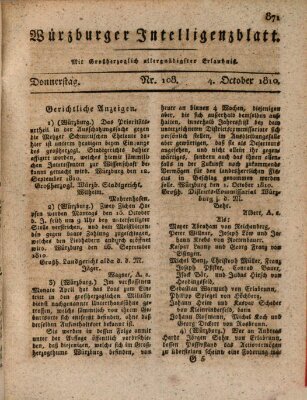 Würzburger Intelligenzblatt Donnerstag 4. Oktober 1810