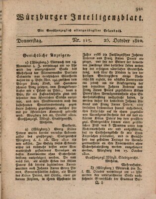 Würzburger Intelligenzblatt Donnerstag 25. Oktober 1810