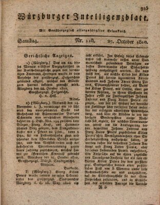 Würzburger Intelligenzblatt Samstag 27. Oktober 1810