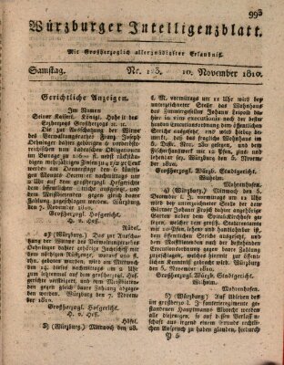 Würzburger Intelligenzblatt Samstag 10. November 1810