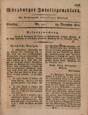 Würzburger Intelligenzblatt Samstag 29. Dezember 1810