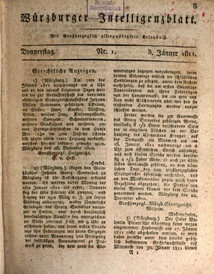 Würzburger Intelligenzblatt Donnerstag 3. Januar 1811