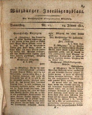 Würzburger Intelligenzblatt Donnerstag 24. Januar 1811