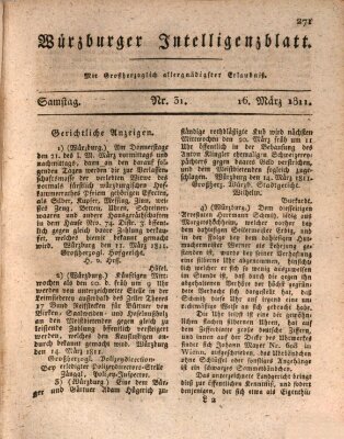 Würzburger Intelligenzblatt Samstag 16. März 1811