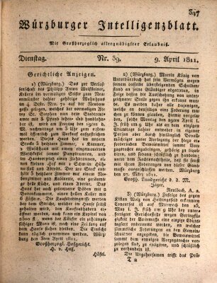 Würzburger Intelligenzblatt Dienstag 9. April 1811