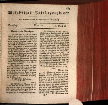 Würzburger Intelligenzblatt Samstag 11. Mai 1811