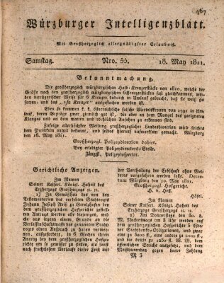 Würzburger Intelligenzblatt Samstag 18. Mai 1811