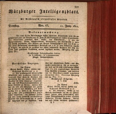 Würzburger Intelligenzblatt Dienstag 11. Juni 1811