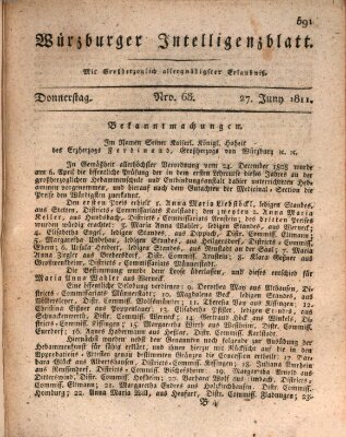 Würzburger Intelligenzblatt Donnerstag 27. Juni 1811