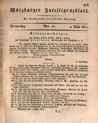 Würzburger Intelligenzblatt Donnerstag 4. Juli 1811