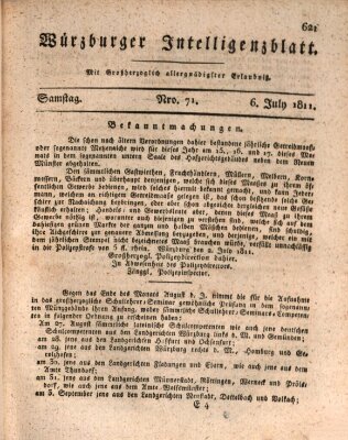 Würzburger Intelligenzblatt Samstag 6. Juli 1811