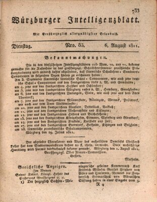 Würzburger Intelligenzblatt Dienstag 6. August 1811