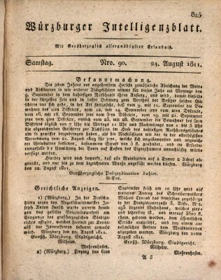 Würzburger Intelligenzblatt Samstag 24. August 1811