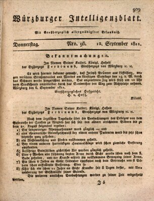 Würzburger Intelligenzblatt Donnerstag 12. September 1811