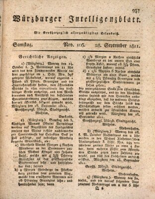 Würzburger Intelligenzblatt Samstag 28. September 1811