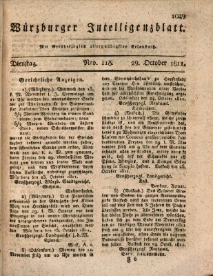 Würzburger Intelligenzblatt Dienstag 29. Oktober 1811