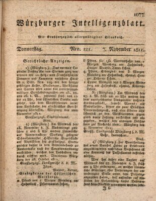 Würzburger Intelligenzblatt Donnerstag 7. November 1811