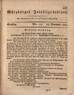 Würzburger Intelligenzblatt Samstag 23. November 1811