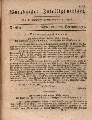 Würzburger Intelligenzblatt Dienstag 26. November 1811