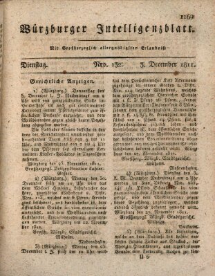 Würzburger Intelligenzblatt Dienstag 3. Dezember 1811