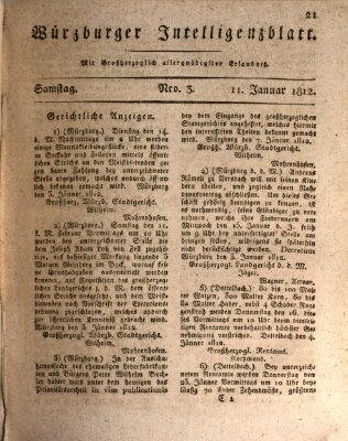 Würzburger Intelligenzblatt Samstag 11. Januar 1812