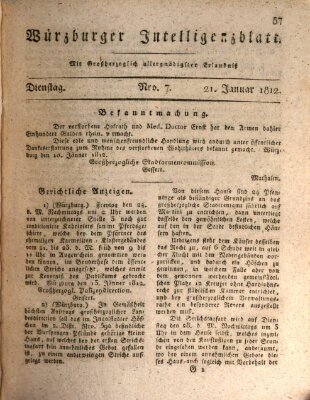 Würzburger Intelligenzblatt Dienstag 21. Januar 1812