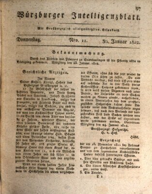 Würzburger Intelligenzblatt Donnerstag 30. Januar 1812