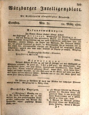 Würzburger Intelligenzblatt Samstag 21. März 1812