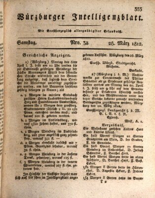 Würzburger Intelligenzblatt Samstag 28. März 1812