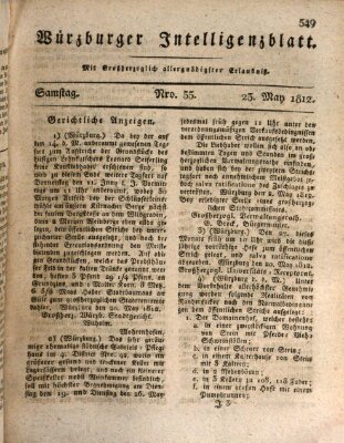 Würzburger Intelligenzblatt Samstag 23. Mai 1812