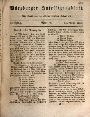 Würzburger Intelligenzblatt Dienstag 26. Mai 1812